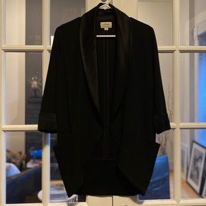 Black Oversized Blazer with Satin Lapels